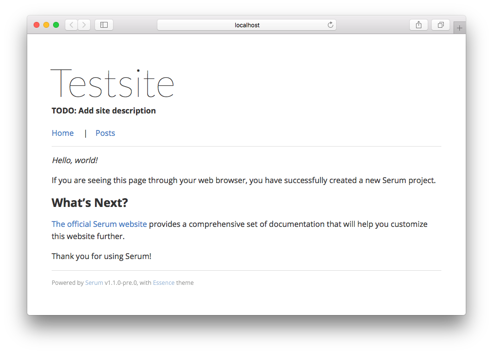 Your new website seen in a web browser, with a theme applied